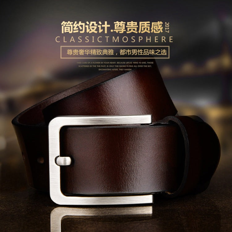 Wholesale Men' s Genuine Leather Belt  Retro Pin Buckle Waist Belt